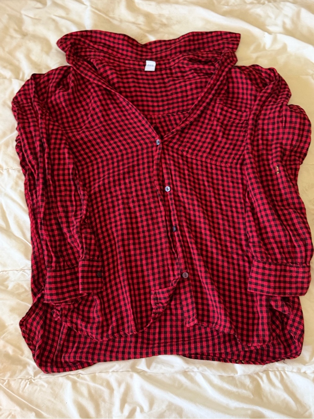 Old Navy women’s Red and Black Plaid Button-Down Shirt